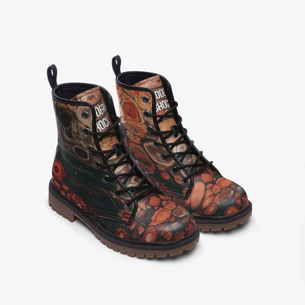 Dark Brown Marble Vegan Leather Unisex Boots