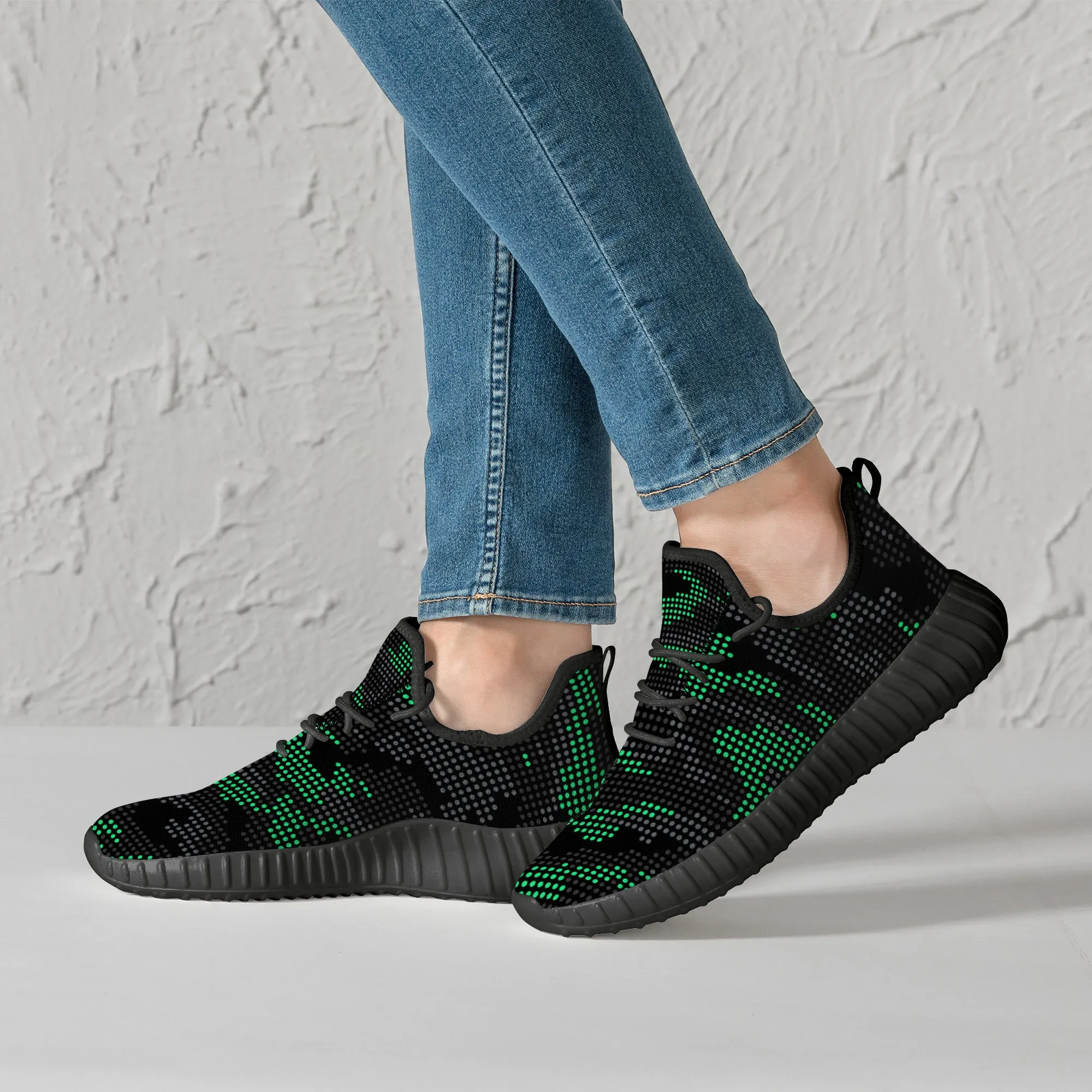 Digitized Green and Black Camo Premium Sneakers