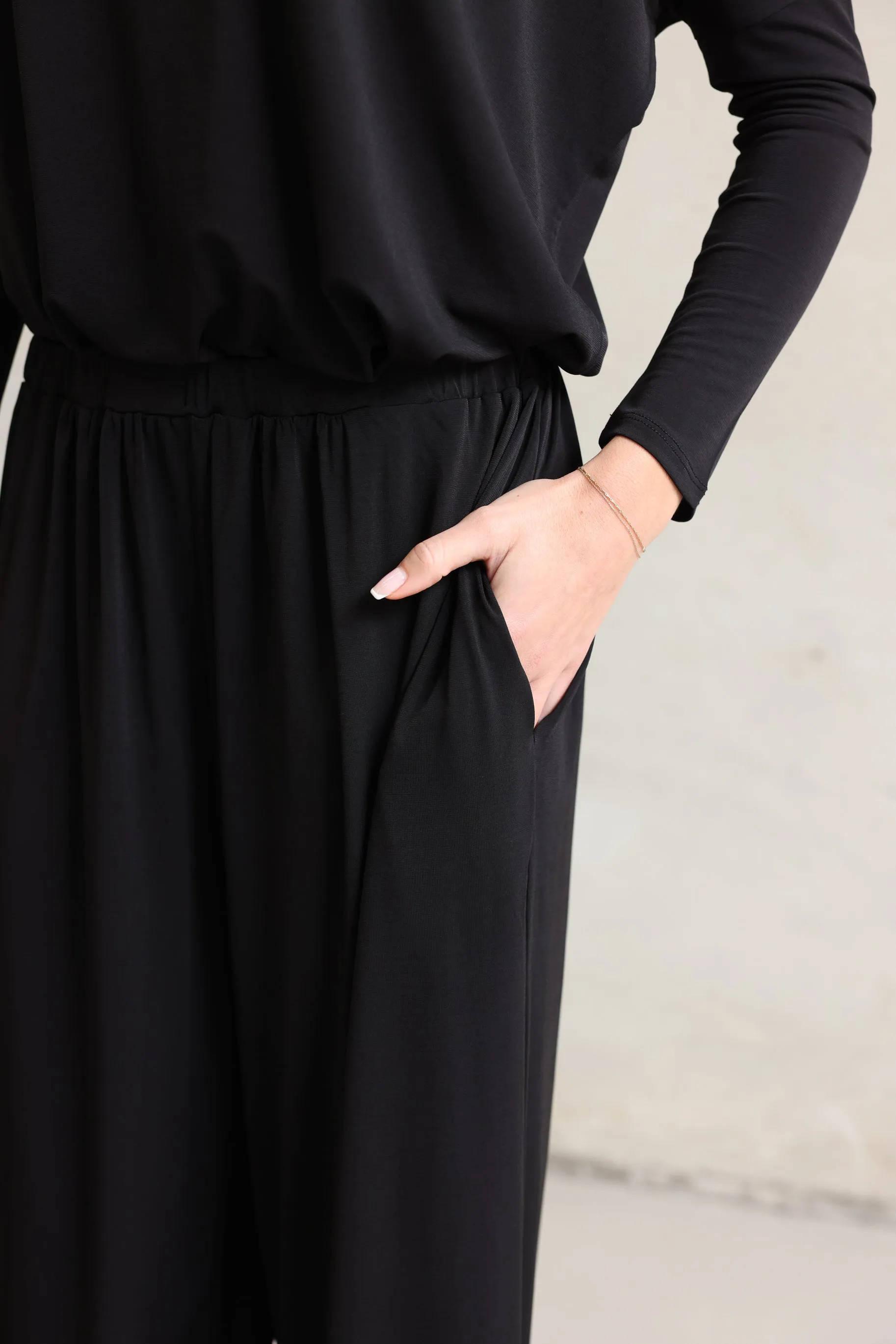 Drape Palazzo Pants Black