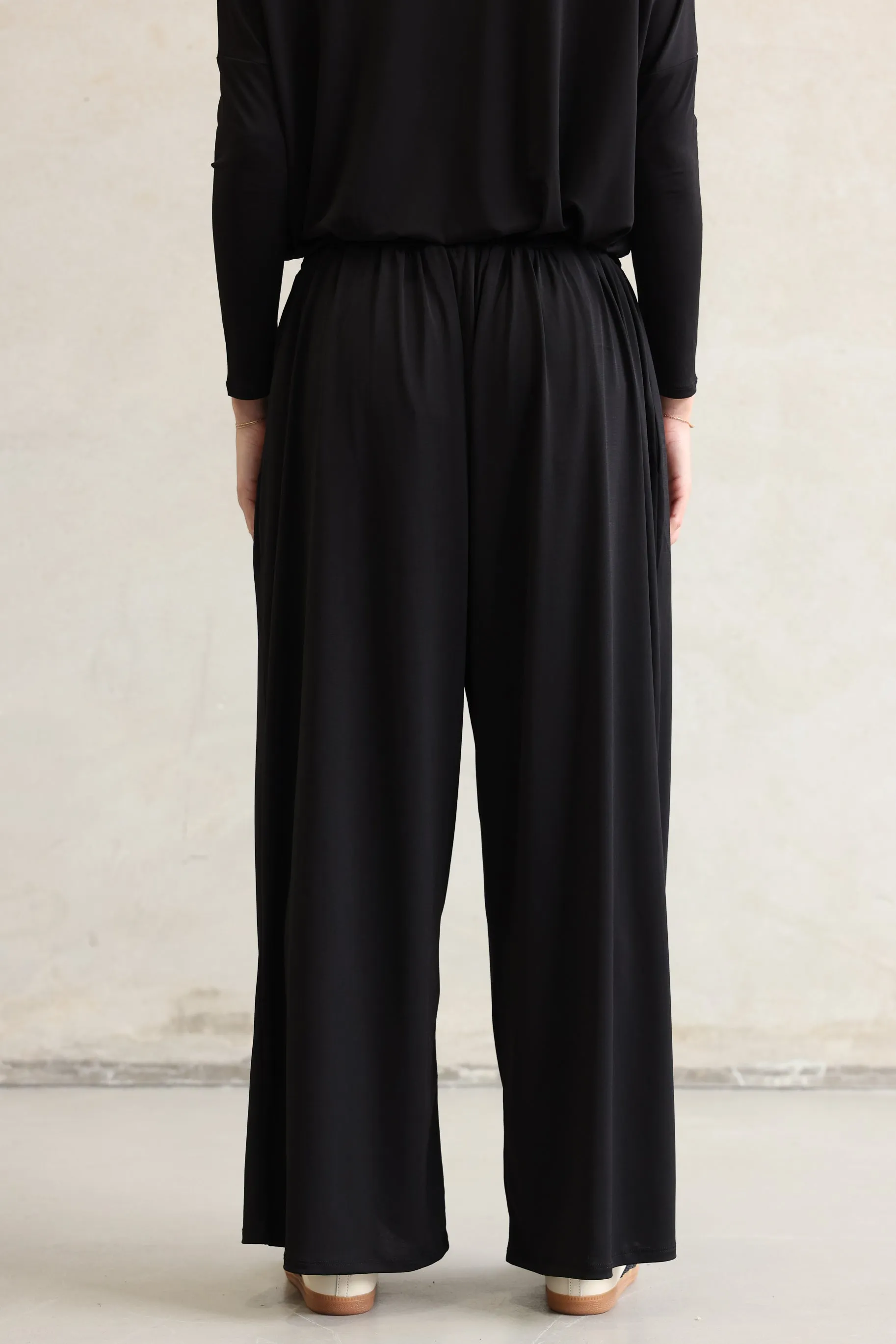 Drape Palazzo Pants Black