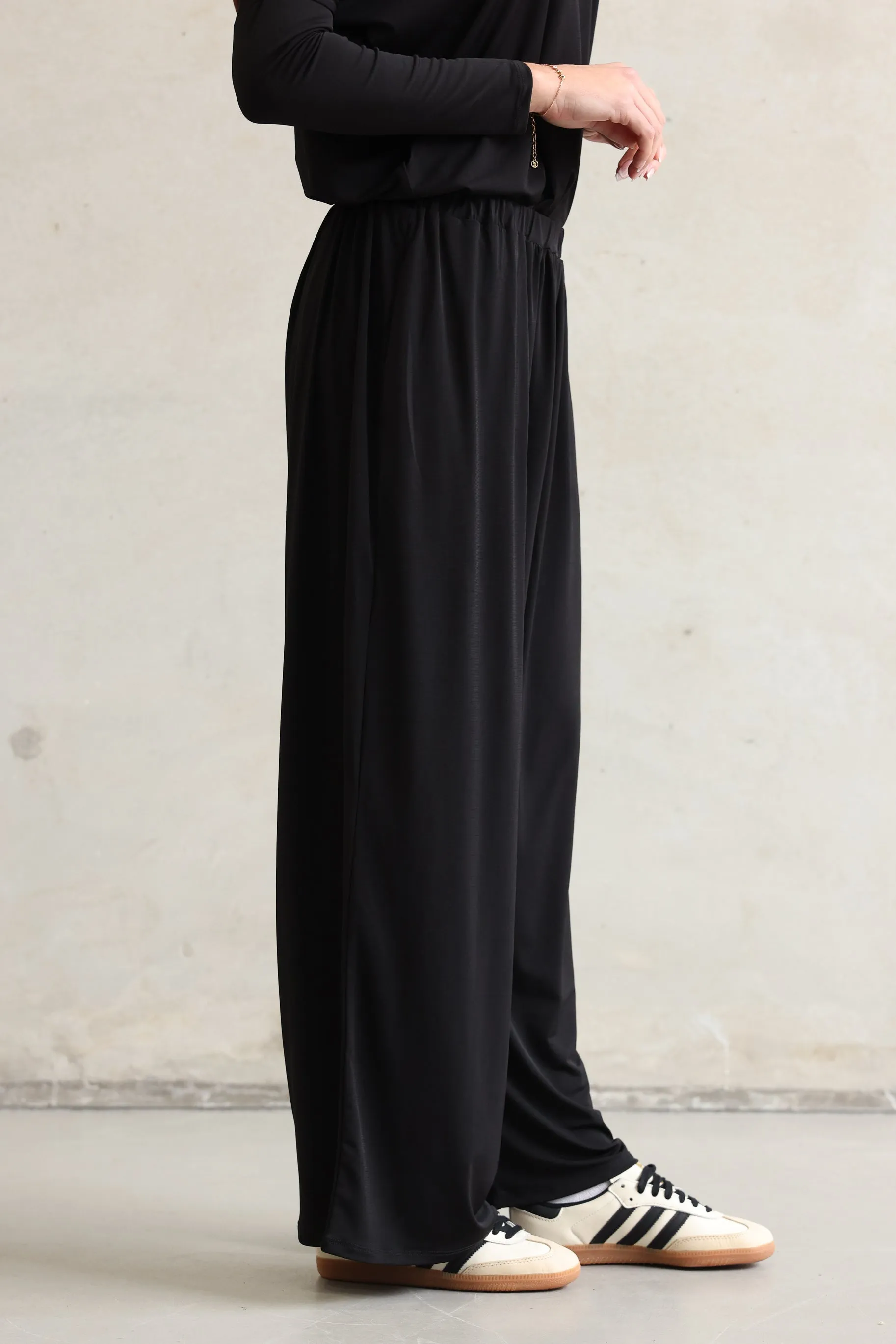 Drape Palazzo Pants Black