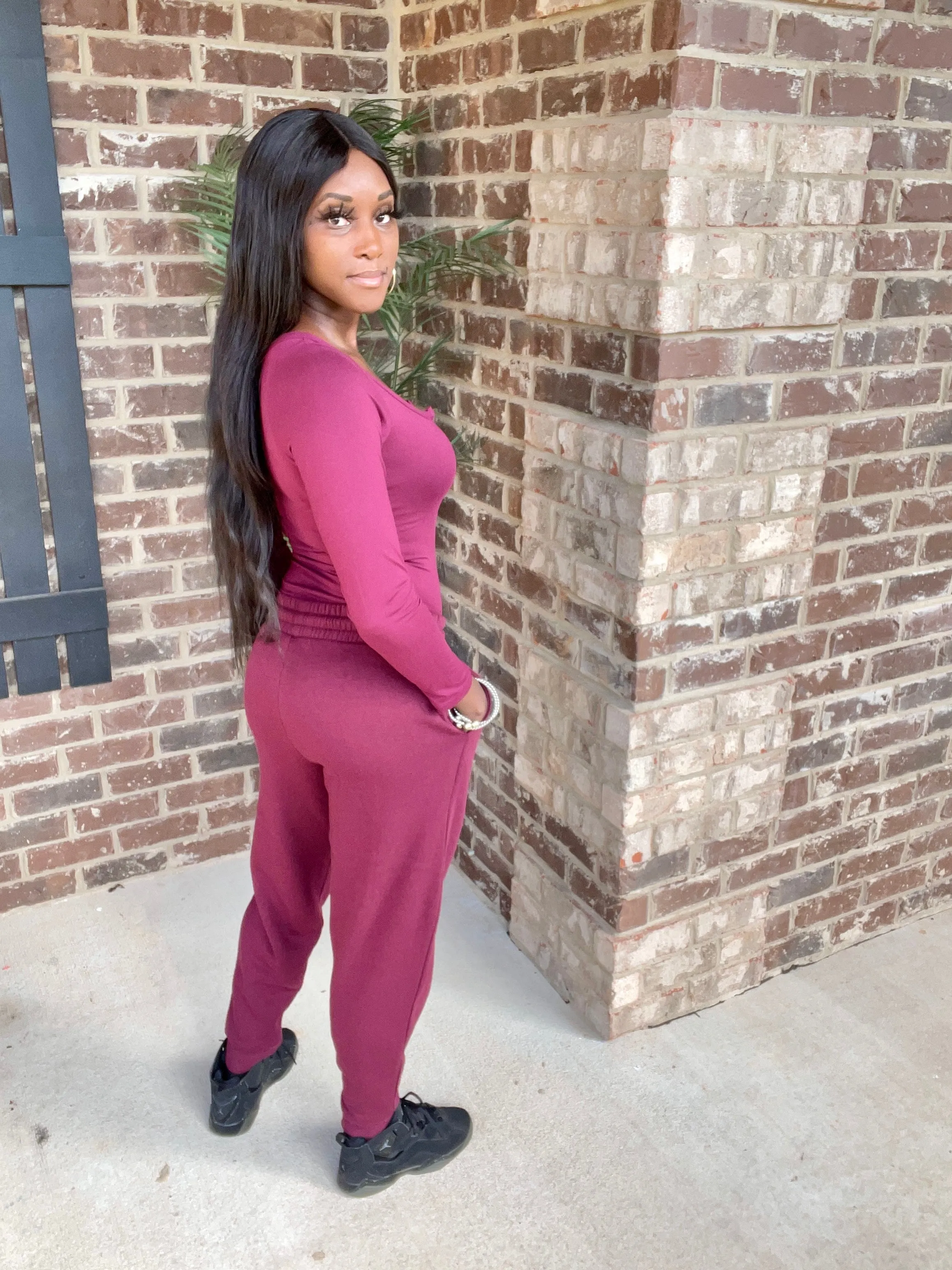Essential Long Sleeve Bodysuit | Burgundy