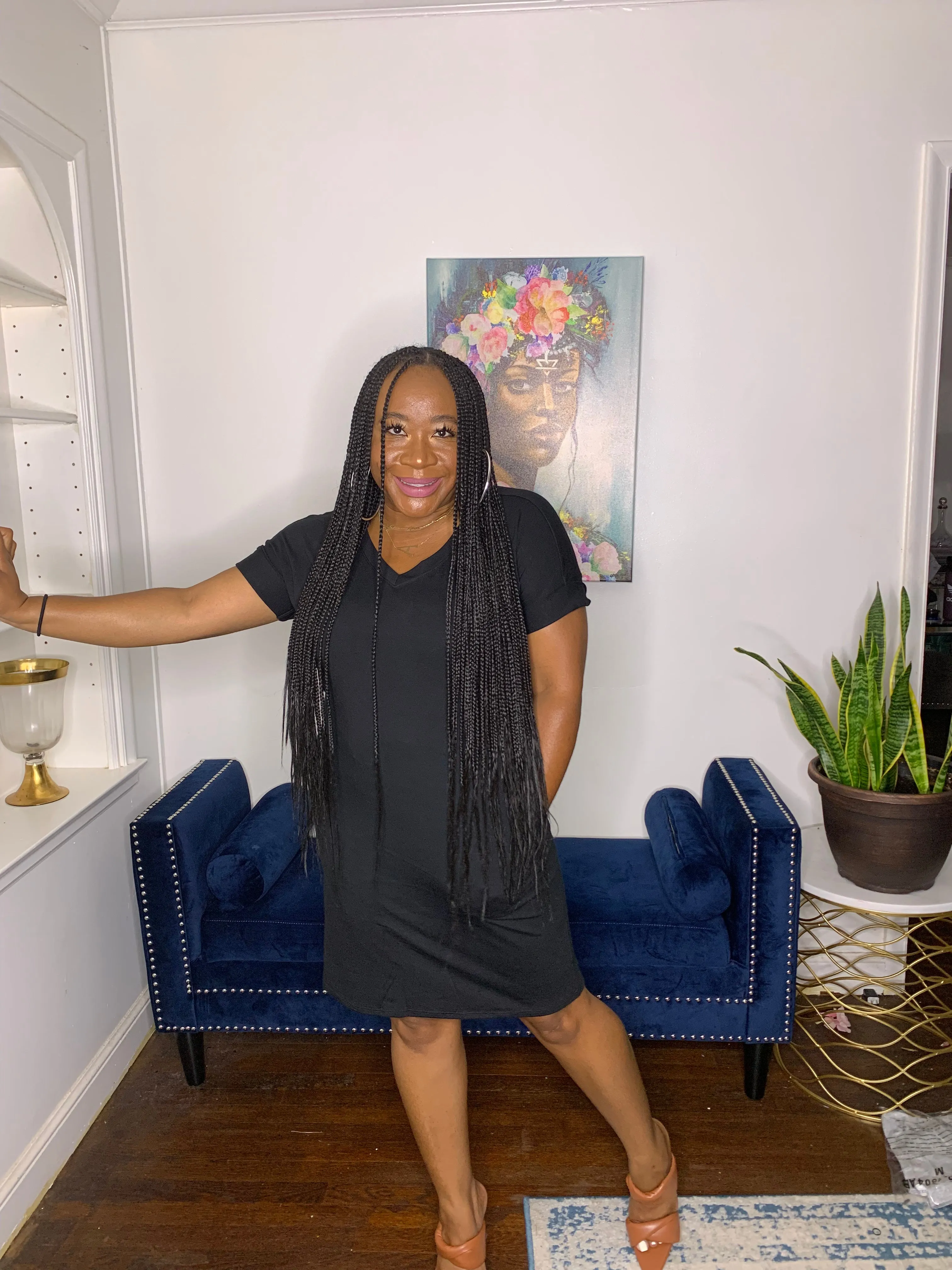 Essential T-shirt Dress- Black
