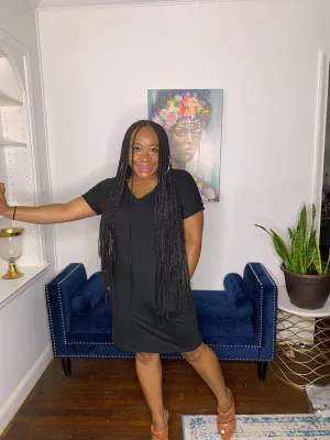 Essential T-shirt Dress- Black