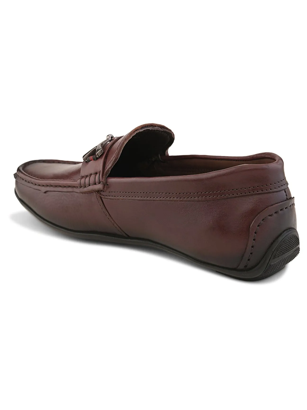 Ethan Bordo Leather Buckle Loafers