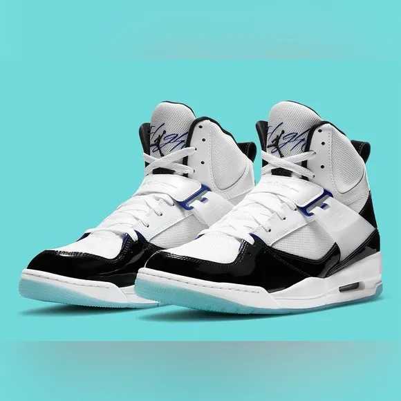 Fair Youth Size 4.5Y Air Jordan Flight 45 High Concord GS Sneakers White &amp; Black