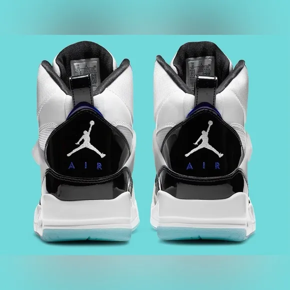 Fair Youth Size 4.5Y Air Jordan Flight 45 High Concord GS Sneakers White &amp; Black