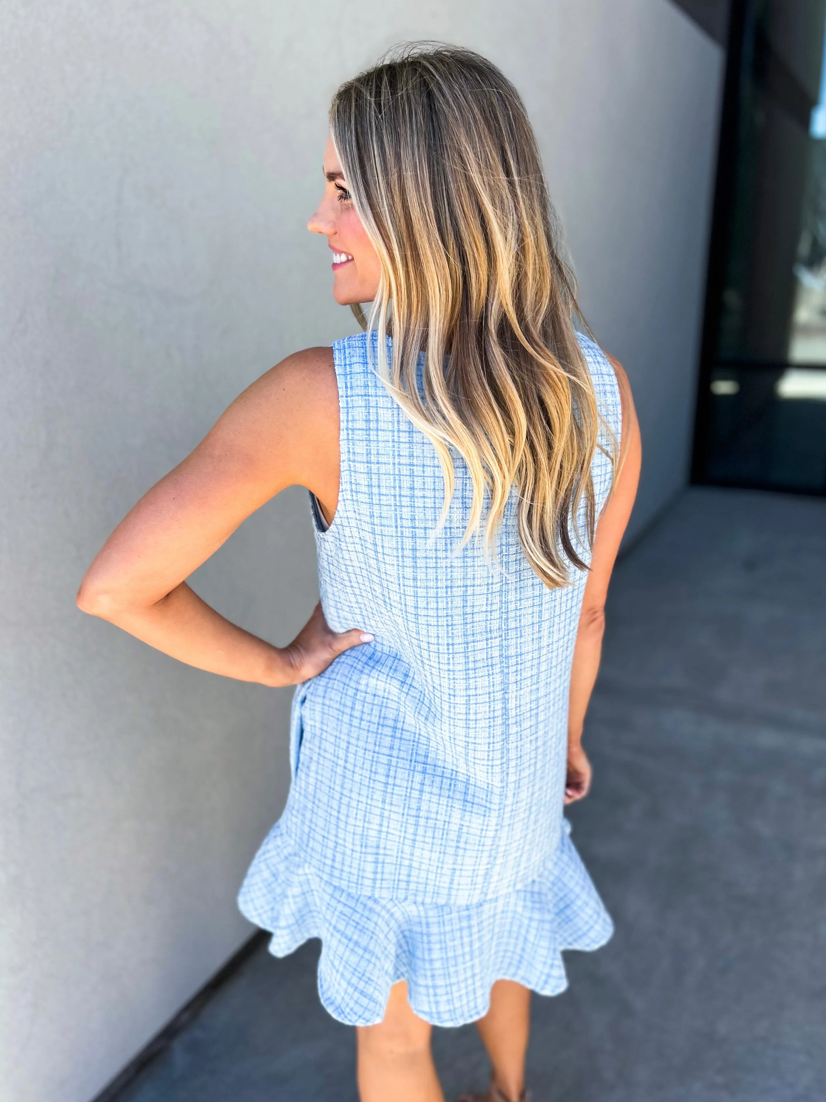 Fairy Tweed Ruffle Shift Dress