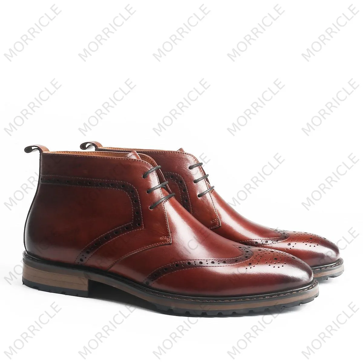 Fancy Wingtip Brogue Chukka Boots