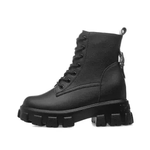 Fashion Genuine Leather white women's boots winter plush warm cotton boots new thick bottom comfortable casual Martin boots
