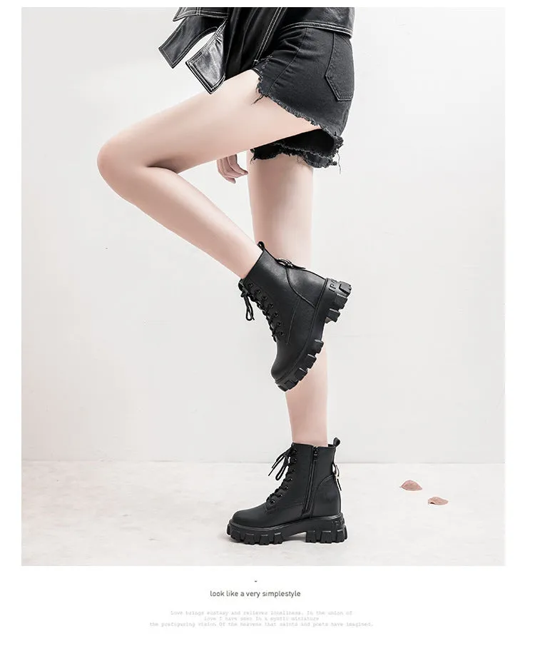 Fashion Genuine Leather white women's boots winter plush warm cotton boots new thick bottom comfortable casual Martin boots