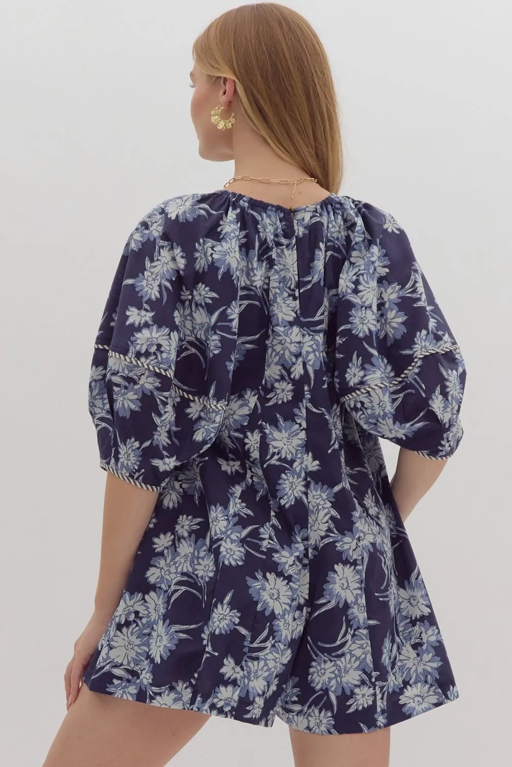 FLORAL PRINTED SHORT SLEEVE ROMPER