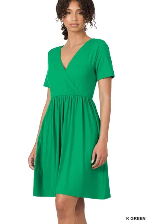Forever Yours Surplice Dress- Green