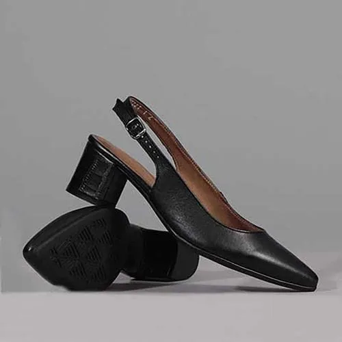 Froggie Pointed Block Heel Slingback Sandal In Black -12613