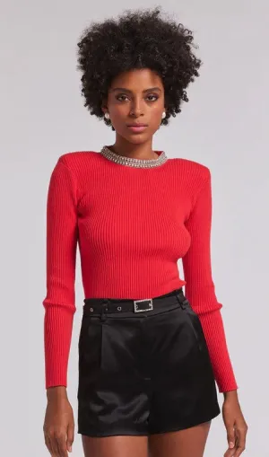 Generation Love Helene Crystal Rib Top - Red