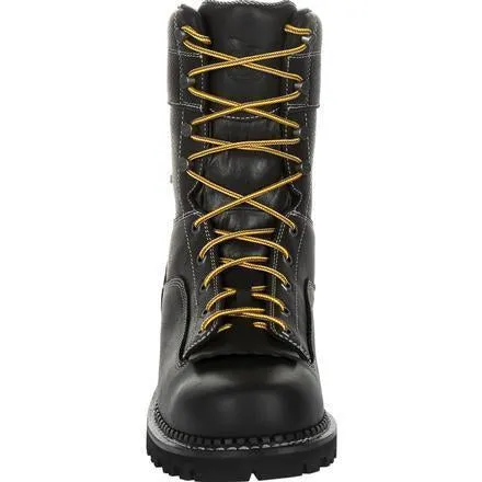 Georgia Men's Amp LT Low-Heel Logger 9" Waterproof Work Boot - Black - GB00271