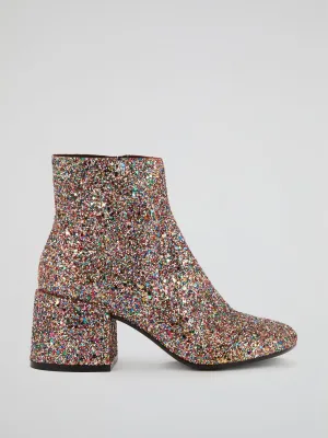 Glittered Block Heel Boots
