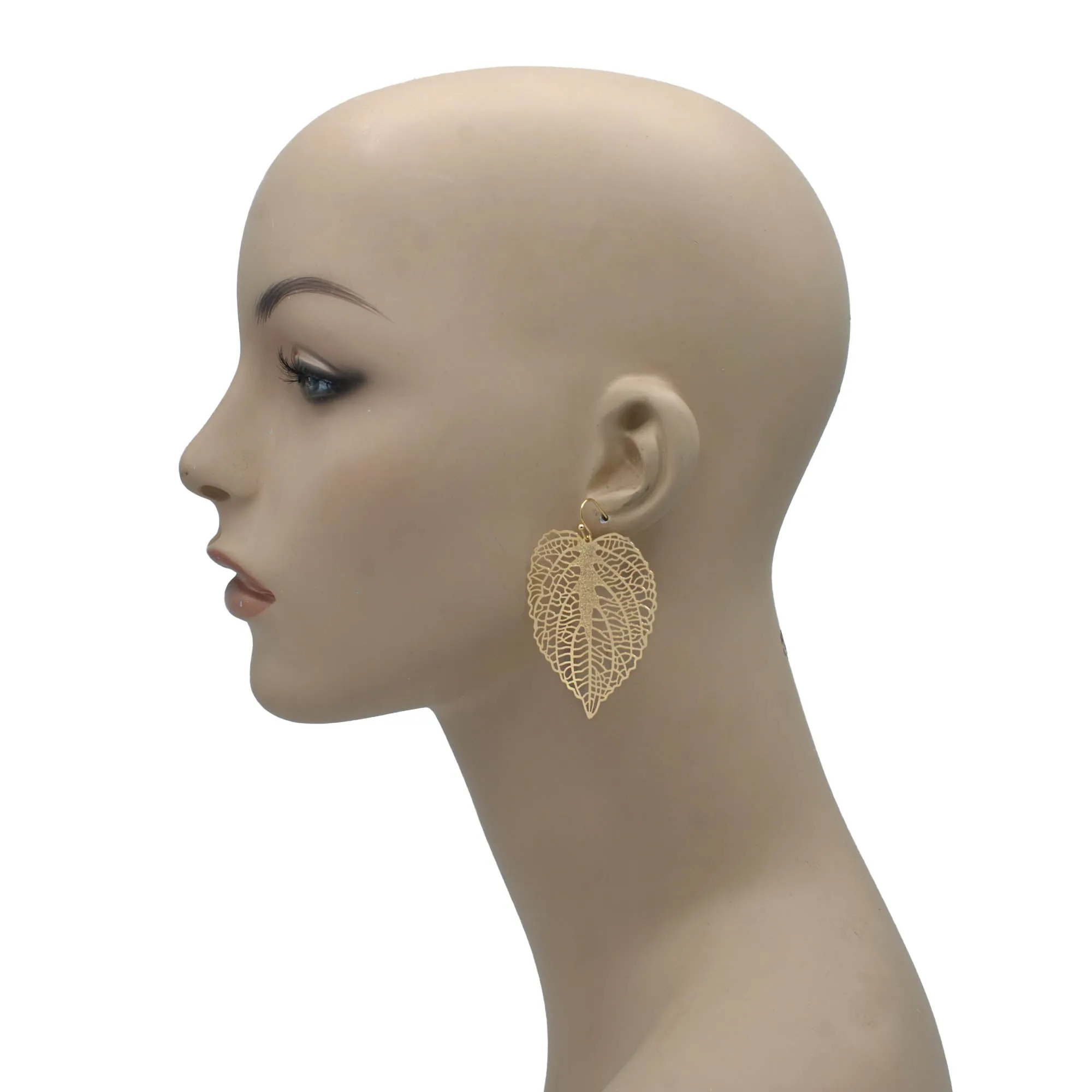 Gold Leaf light weight Dangle earrings #HNE90849GD (SHBD3)
