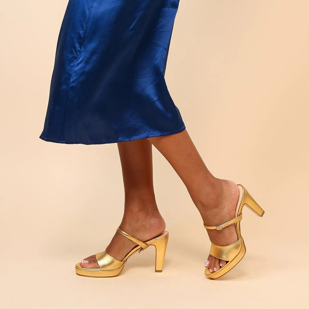 Gold Lo Platform   Twiggy Strap