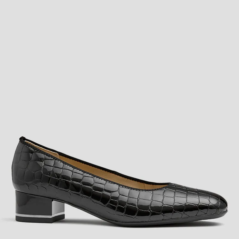 GRAZ HIGHSOFT - BLACK CROCODILE PATENT LEATHER