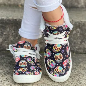 Halloween Lovely Pumpkin Print Keep Warm Soft Women Loafers