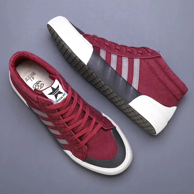 Harajuku Green Men's Breathable Canvas Sneakers