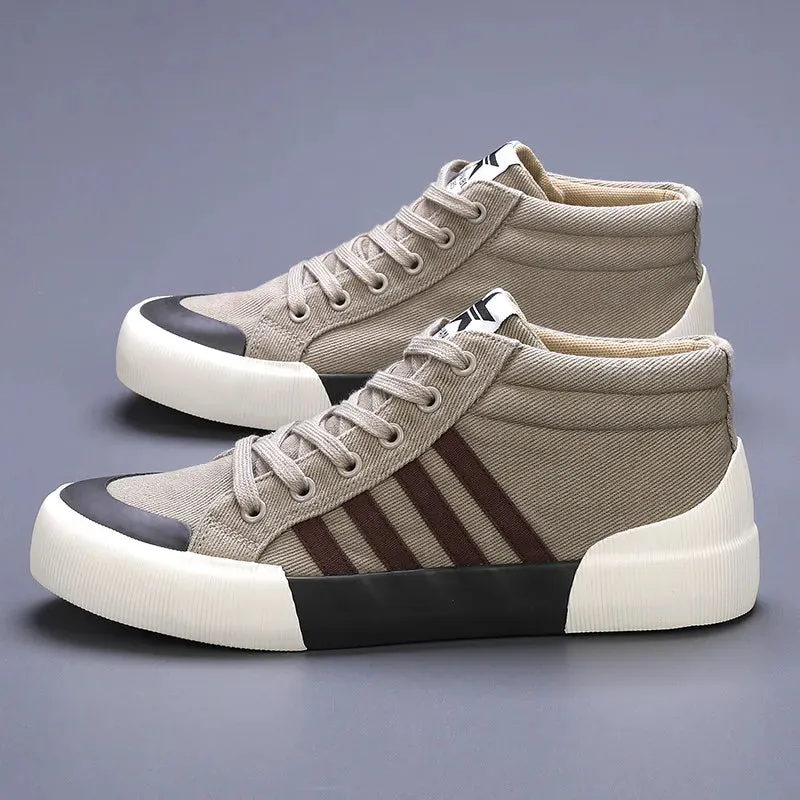 Harajuku Green Men's Breathable Canvas Sneakers