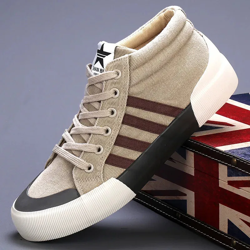 Harajuku Green Men's Breathable Canvas Sneakers