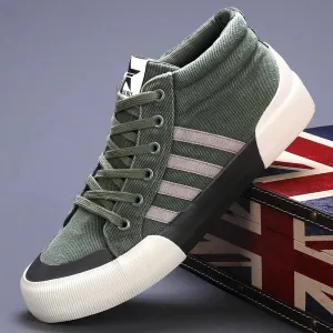 Harajuku Green Men's Breathable Canvas Sneakers