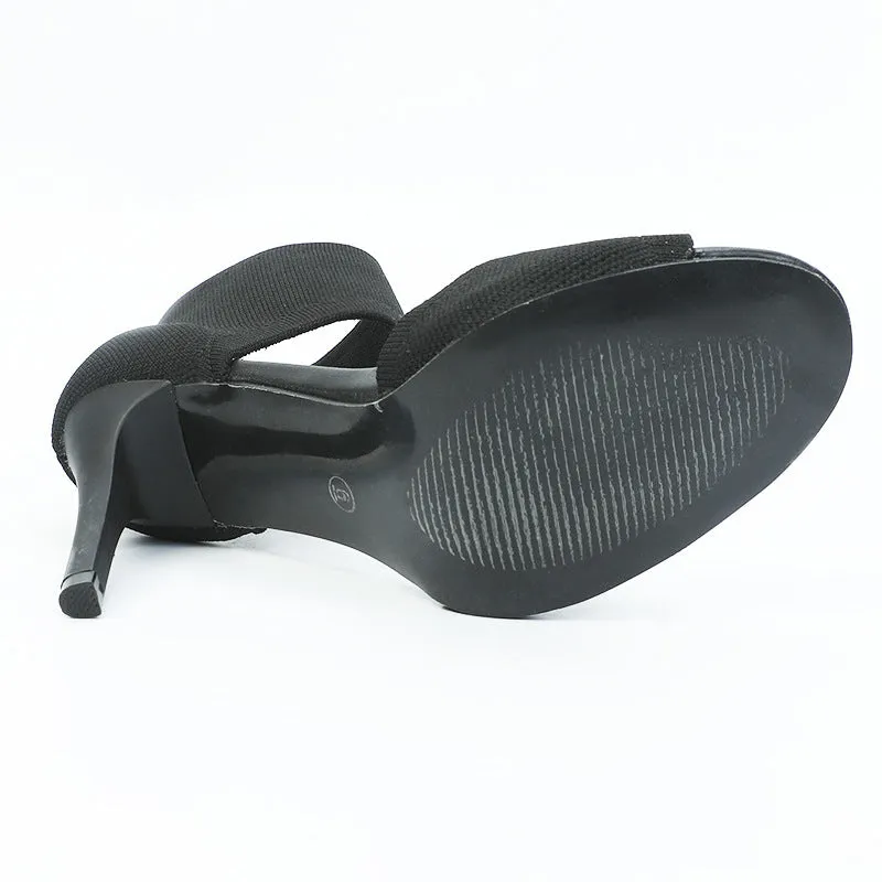 heels 2023New European and American Fashion Women's Shoes Comfortable Super High Heel Slimming Black Flyknit Stiletto Peep-Toe Sandals