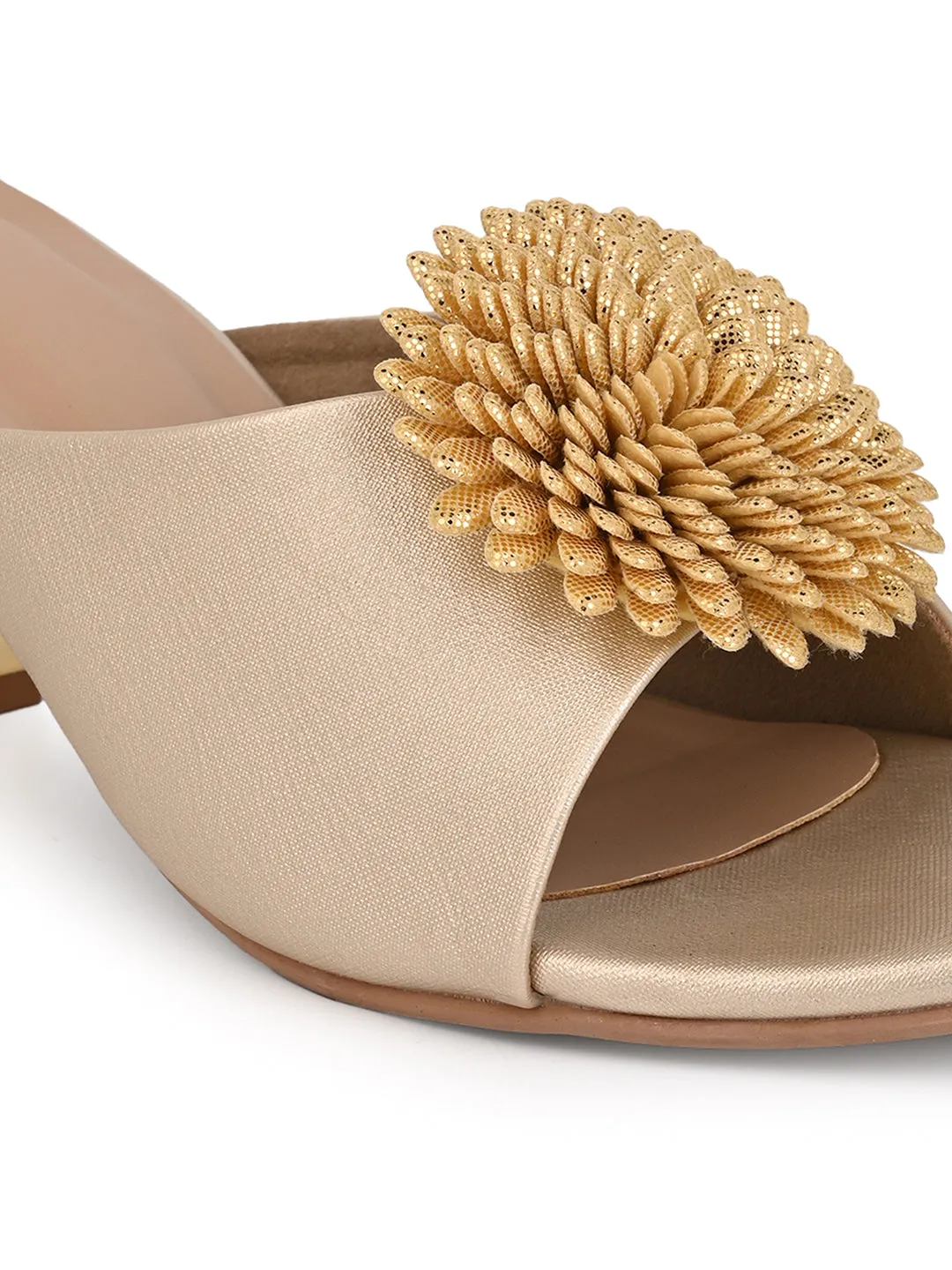 Hydes N Hues Gold Block Heels Comfort Sandal