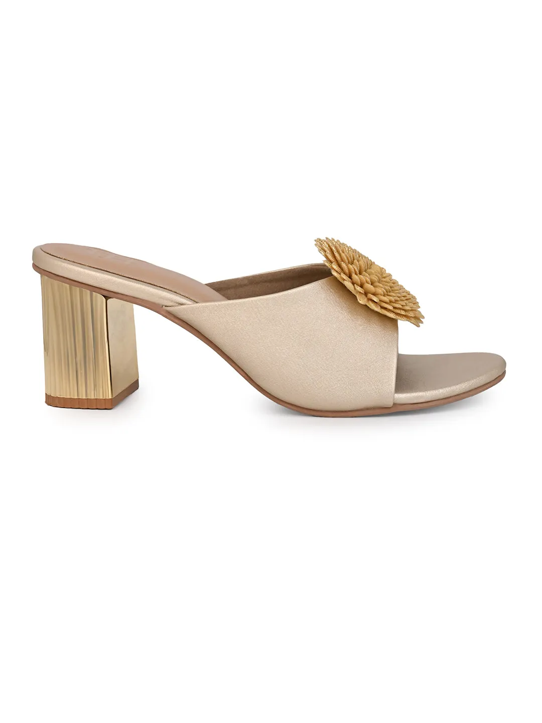 Hydes N Hues Gold Block Heels Comfort Sandal
