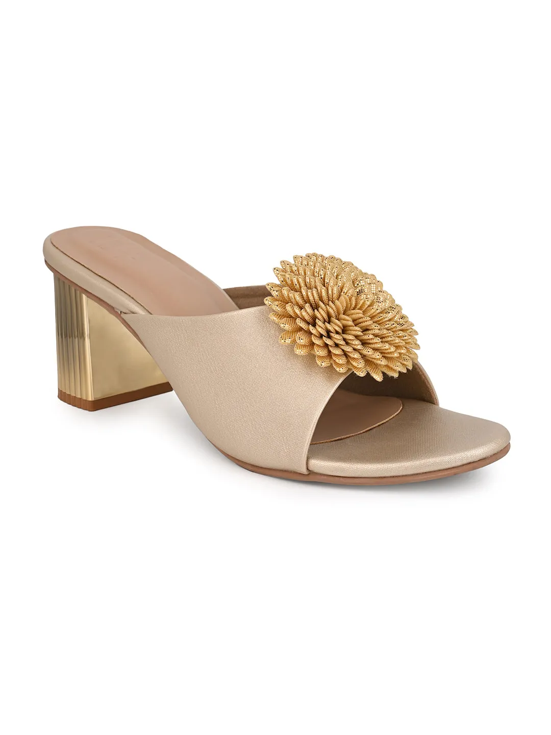 Hydes N Hues Gold Block Heels Comfort Sandal
