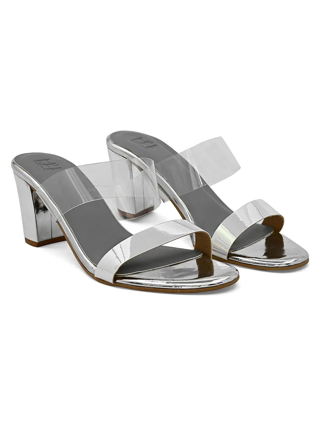 Hydes N Hues Silver-Toned Block Heels