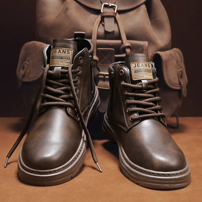 INSTOCK-new men's Martin boots height increase sports comfortable