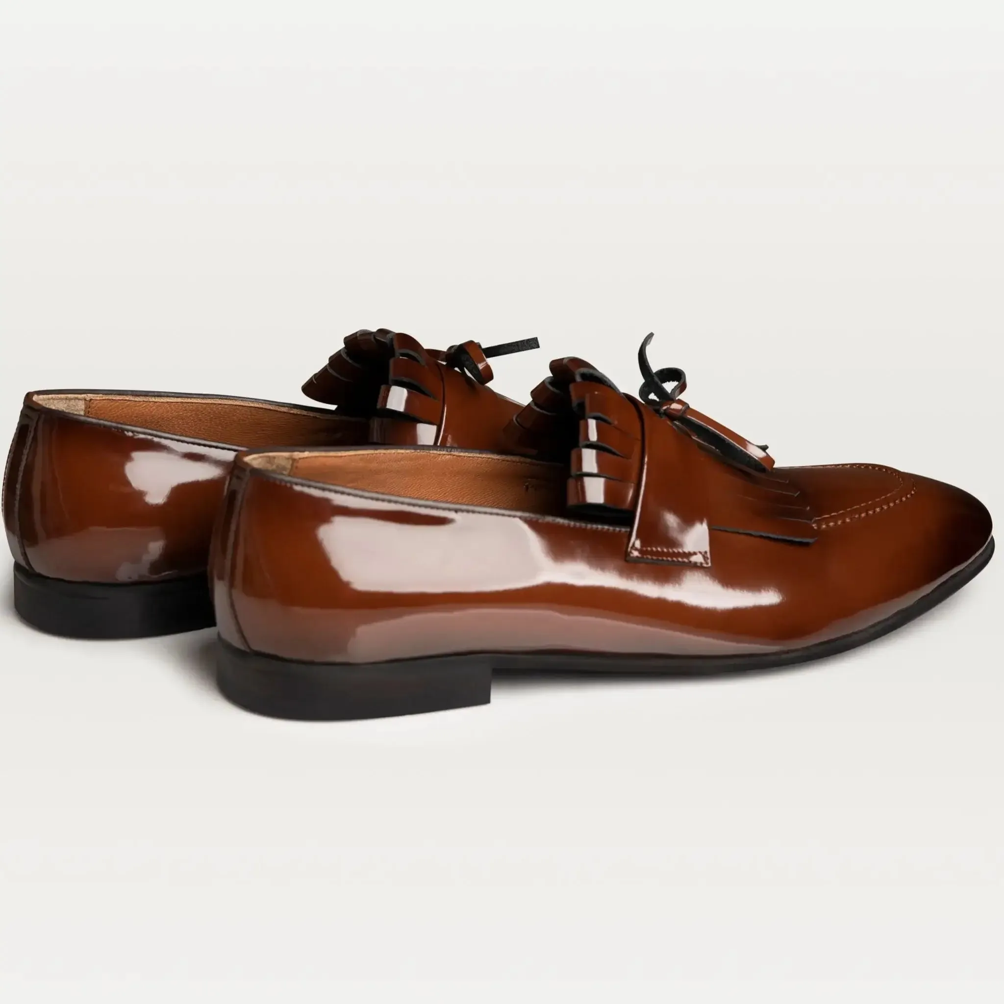 Kiltie Fringe Loafers Coffee Brown