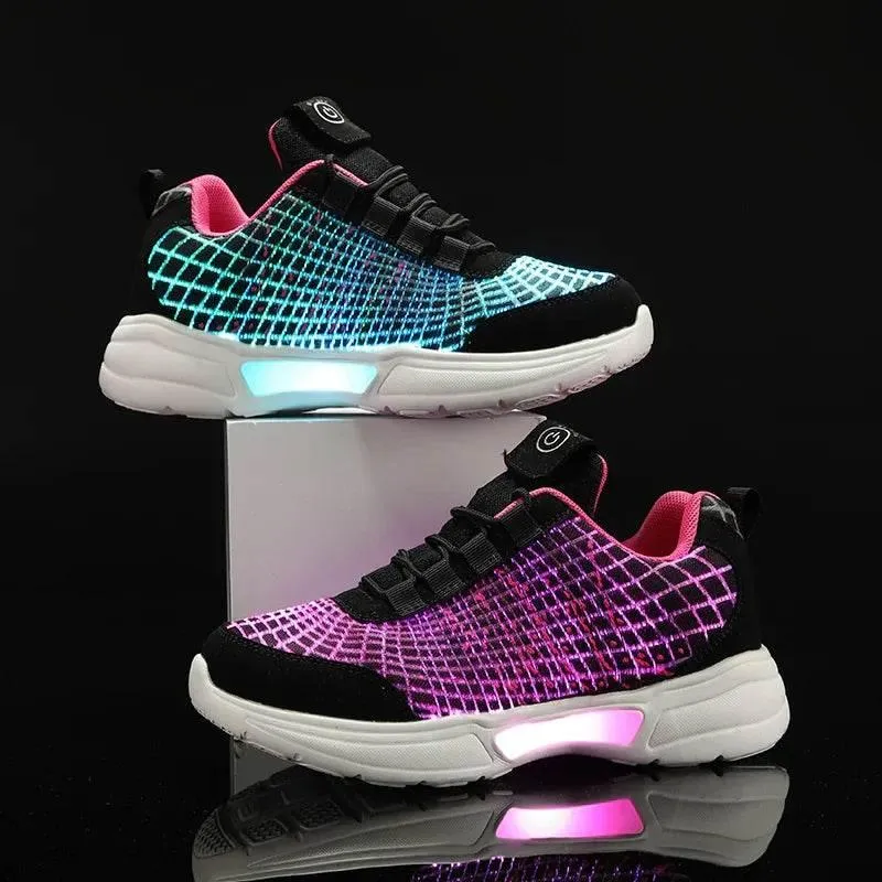 Light-Up Fiber Optic Sneakers - Comfortable Rechargeable Shoes