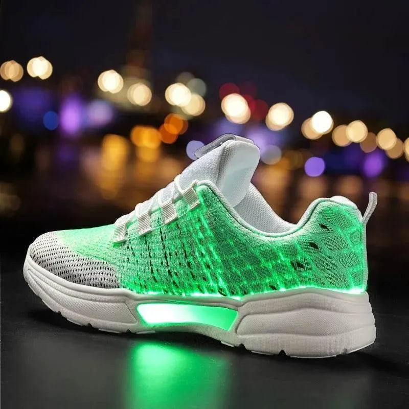 Light-Up Fiber Optic Sneakers - Comfortable Rechargeable Shoes