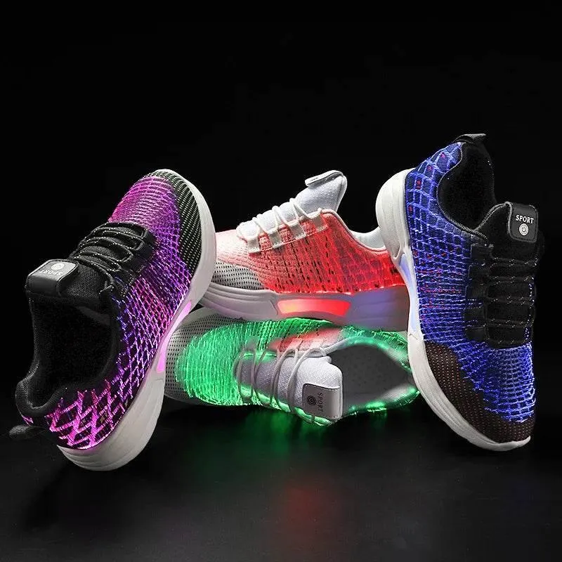 Light-Up Fiber Optic Sneakers - Comfortable Rechargeable Shoes