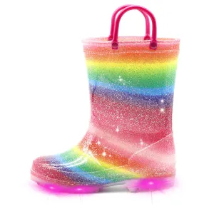 Light Up Girls Rain Boots with Handles