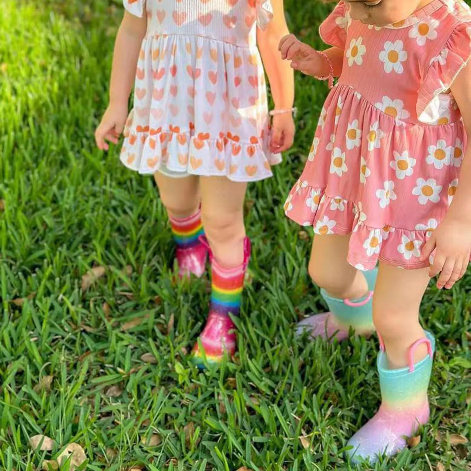 Light Up Girls Rain Boots with Handles