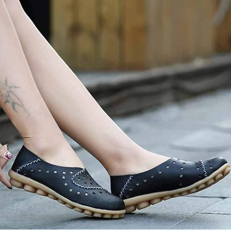 Loafers Women Flat Shoes Leather Ballerina Espadrilles Soft Ballet Flats Slip shoes