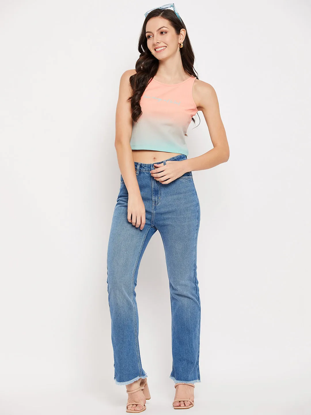 Madame Sublimation  Aqua Cotton Crop Top