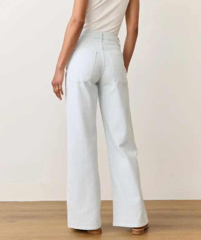 Marine Layer Charlie Wide Leg Pant in Railroad Stripe