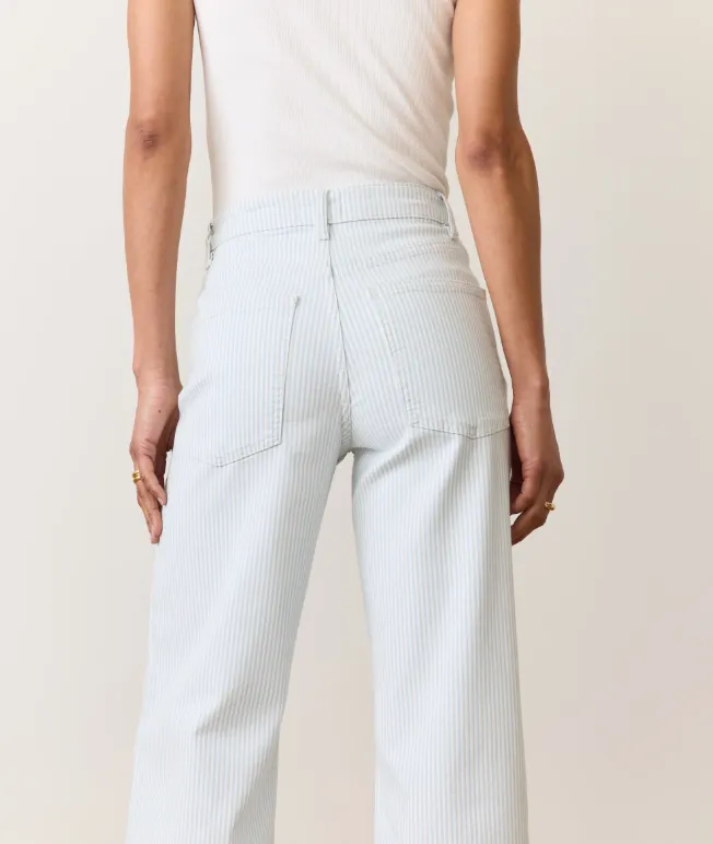 Marine Layer Charlie Wide Leg Pant in Railroad Stripe