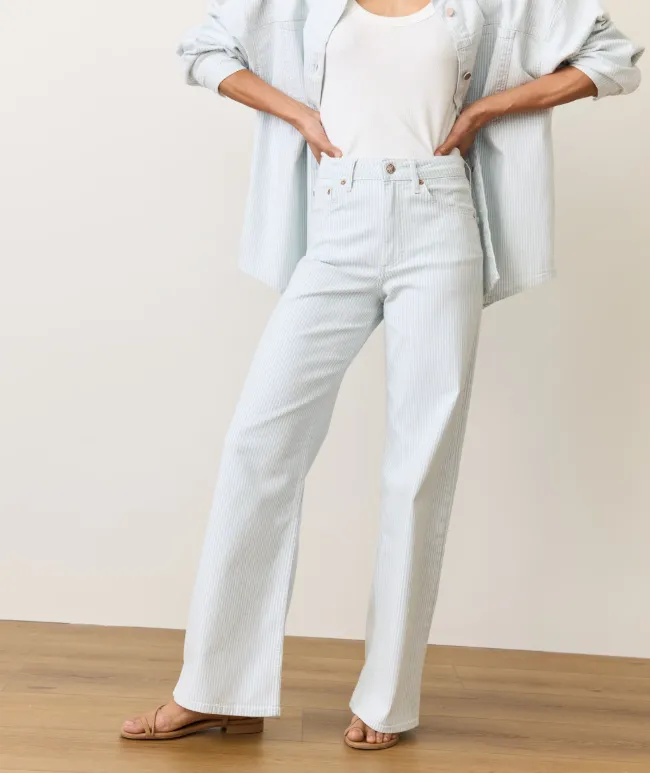 Marine Layer Charlie Wide Leg Pant in Railroad Stripe