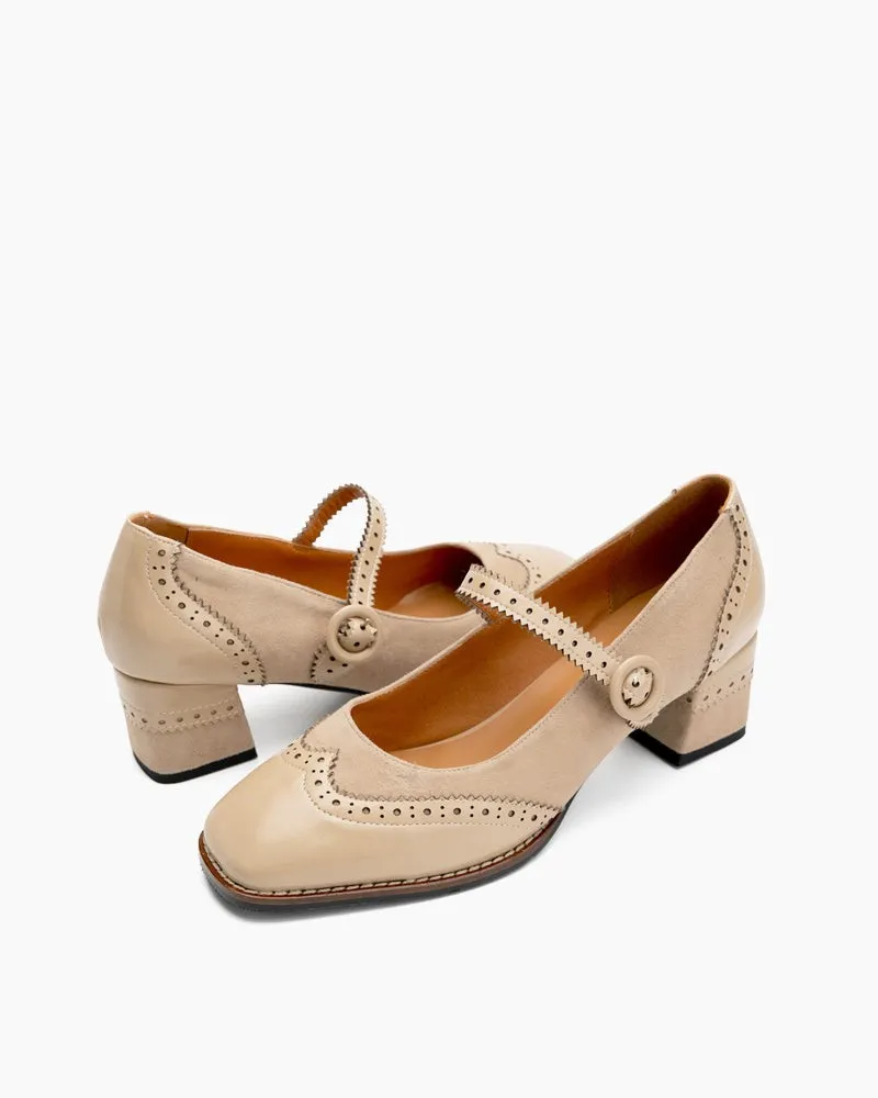 Mary Jane Platform Mid Heel Oxfords Dress Shoes
