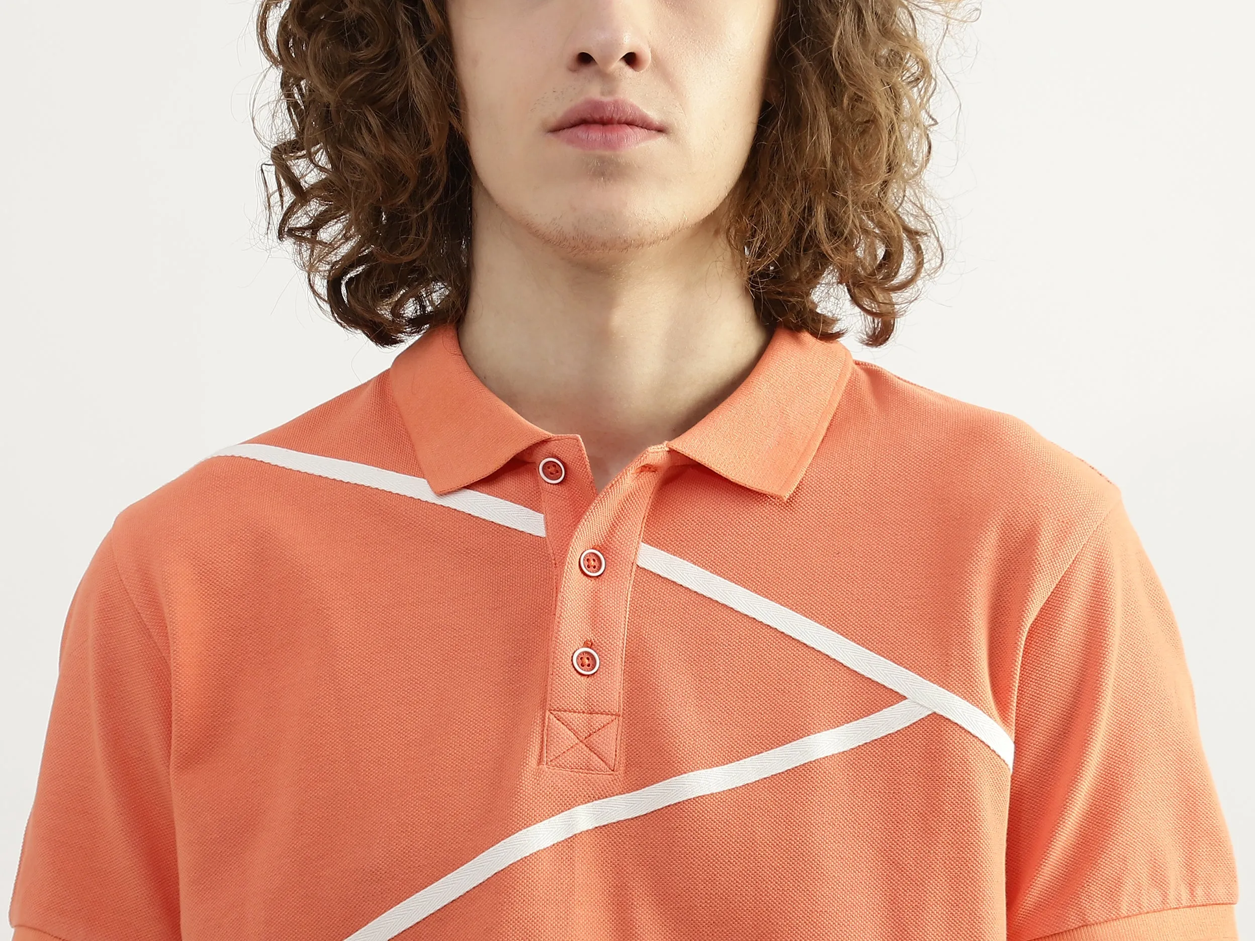 Men Striped Polo Collar T-shirt
