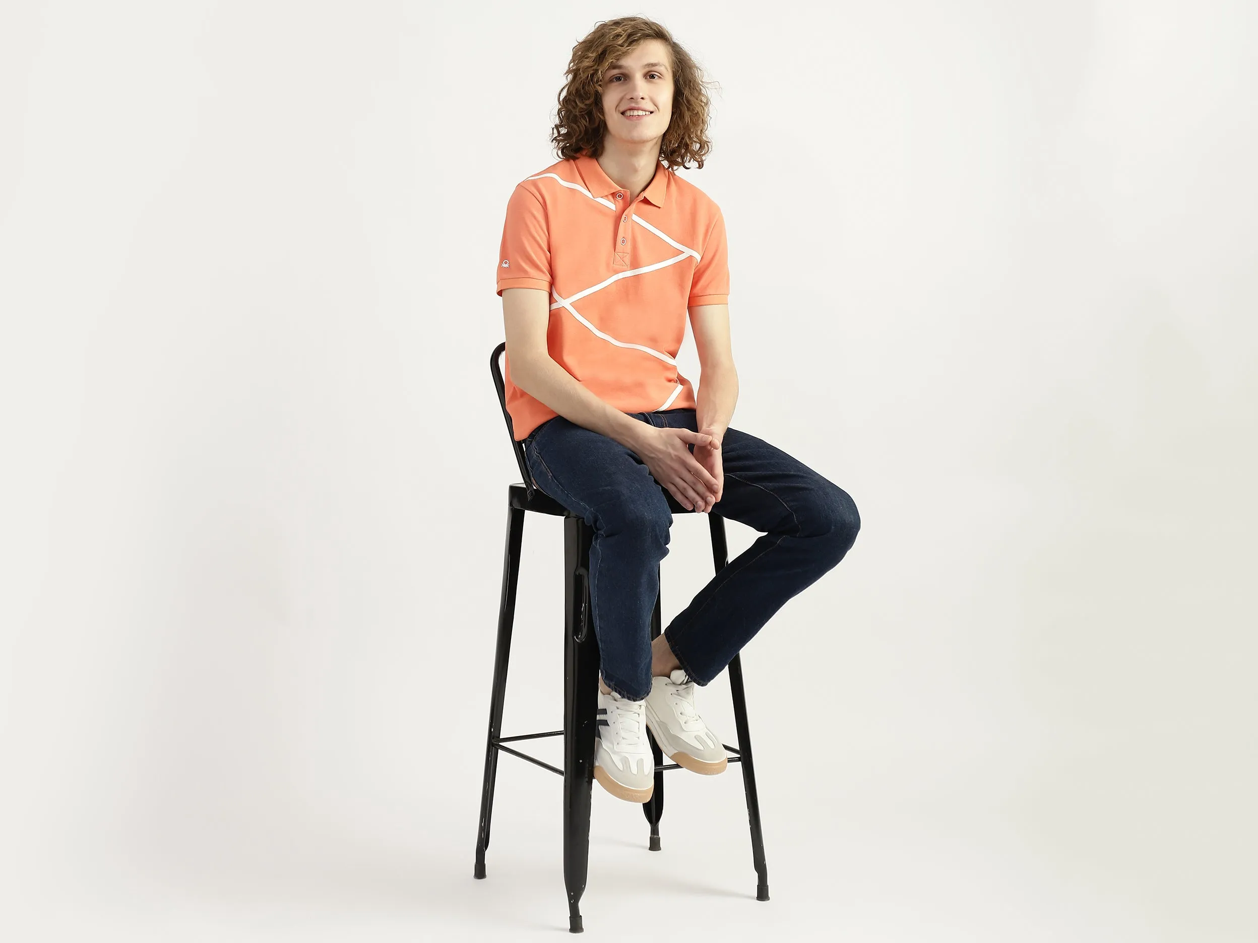 Men Striped Polo Collar T-shirt
