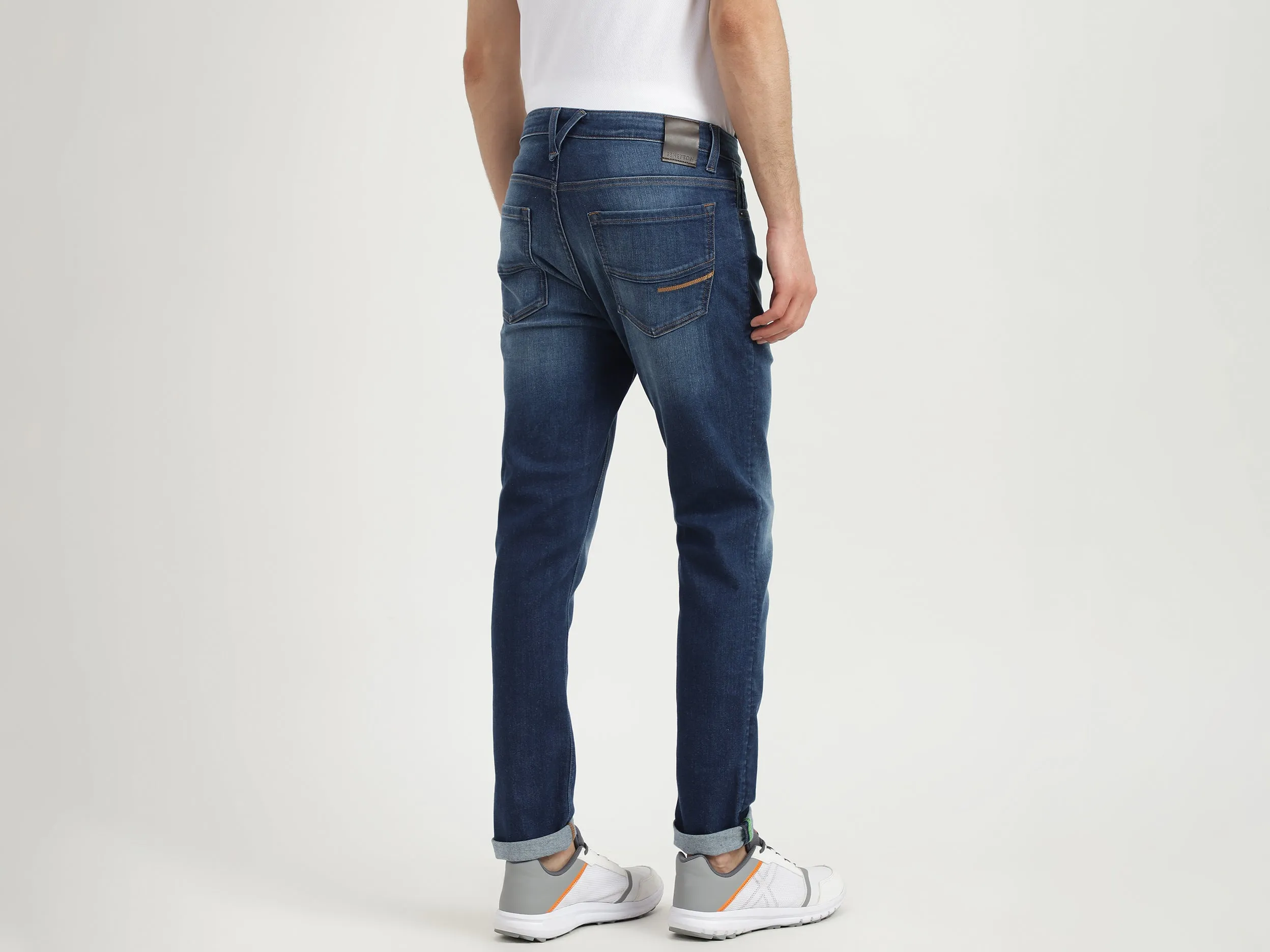 Mens Carrot Fit Solid Jeans
